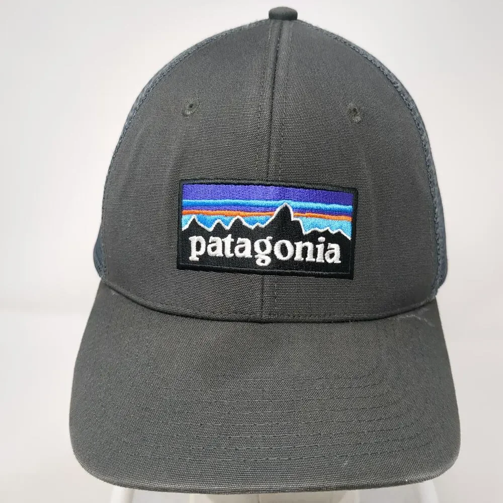 Patagonia Trucker Hat Gray One Size Mesh Back Snapback Mountain Logo Patch